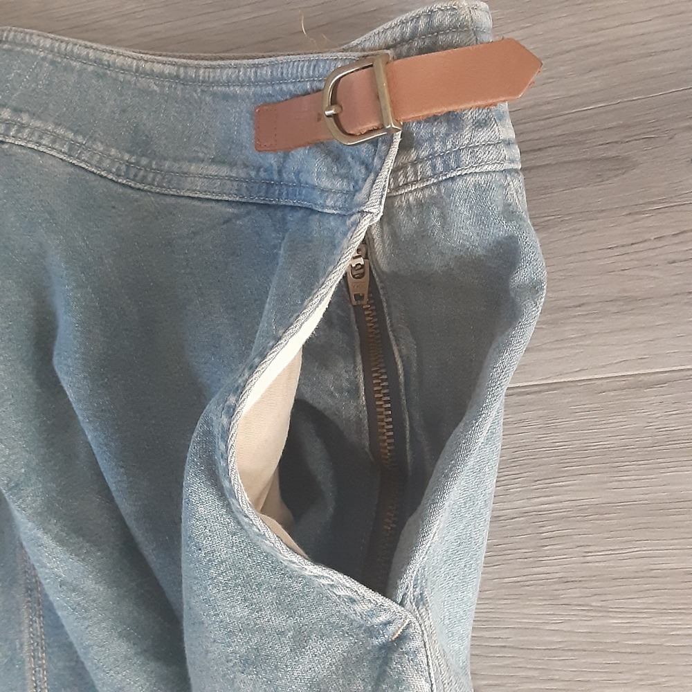 Ralph Lauren Jeans Co. Vintage 90s Sz 4 Denim Midi Skirt Leather Strap Closure - Picture 12 of 13